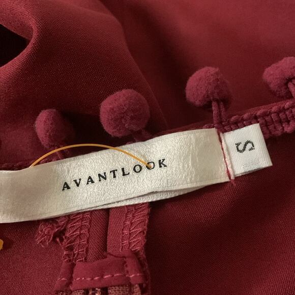 Avantlook Pompom Ruffled Dress size Small Burgundy - Picture 4 of 5